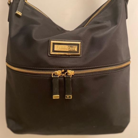 Calvin Klein Black Crossbody Bag w Gold Trim